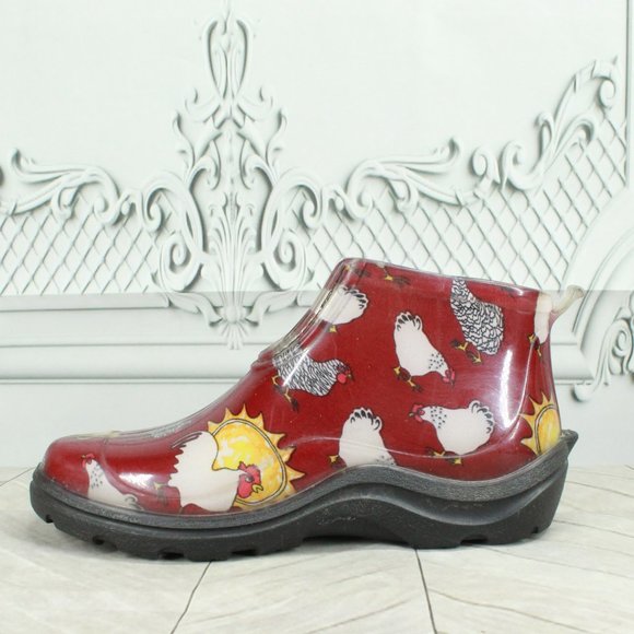 Sloggers Shoes - Sloggers Red Rubber Waterproof Animal Print Rain Garden Ankle Boots Size 7